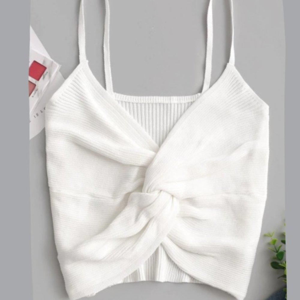 Ribbed Twisted Crop Cami Top